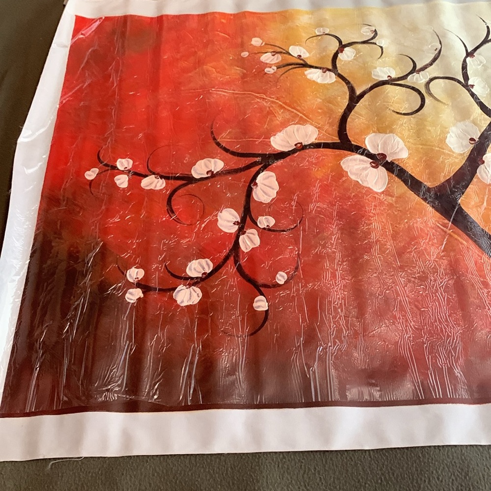 Gorgeous flowering tree original oil painting. Approximately 47 3/4” x 24 1/4” - Picture 2 of 4